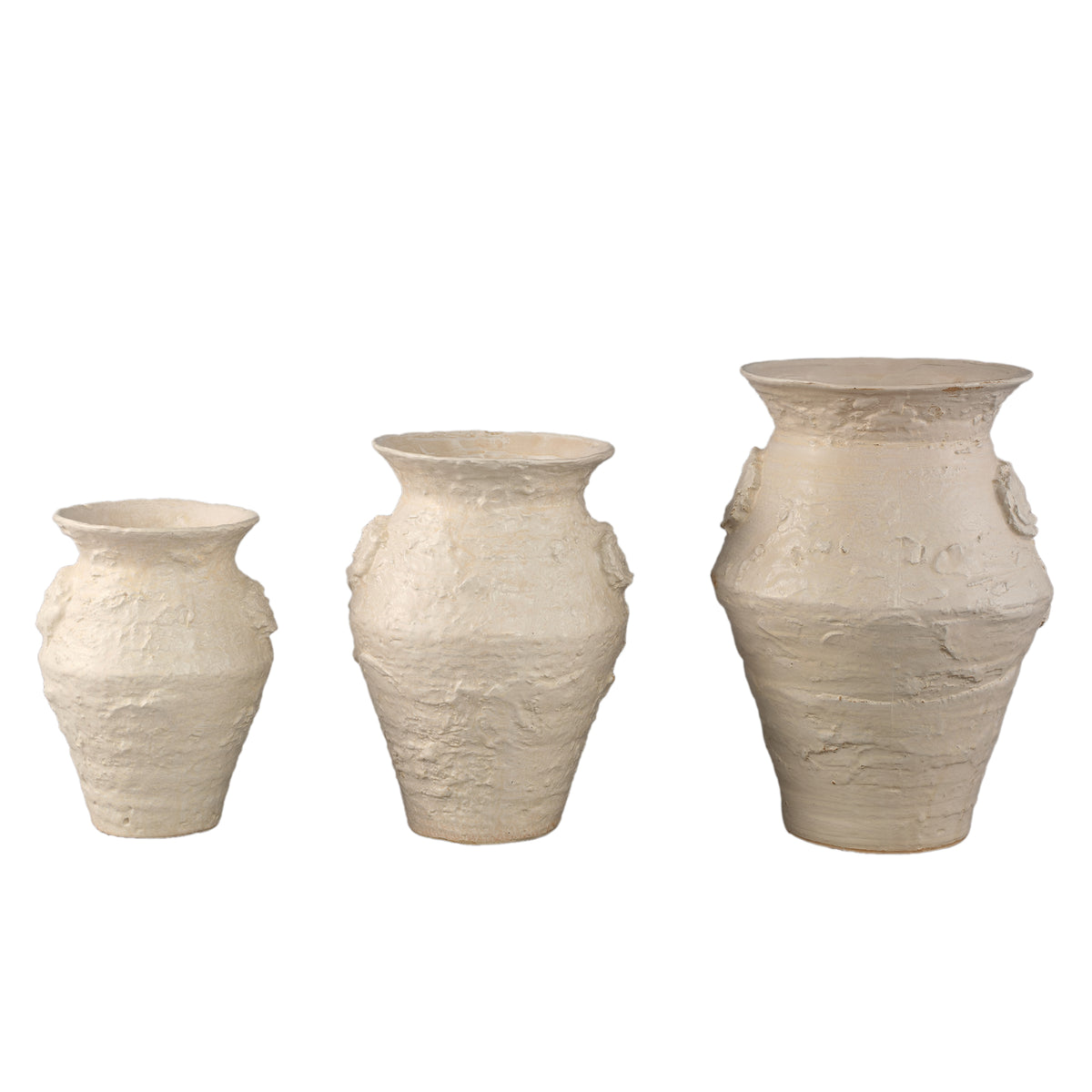 Leandra Beige Round Ceramic Jar Rough Structure M