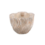 Robbien Cream Cement Round Pot Wavy Lines M