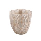 Robbien Cream Cement Round Pot Wavy Lines L