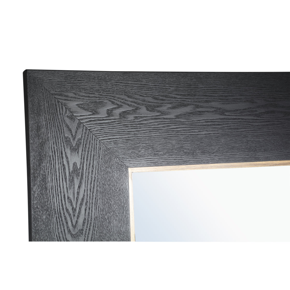 Tiess Black Wooden Veneer Mirror Rect Gold Rim S
