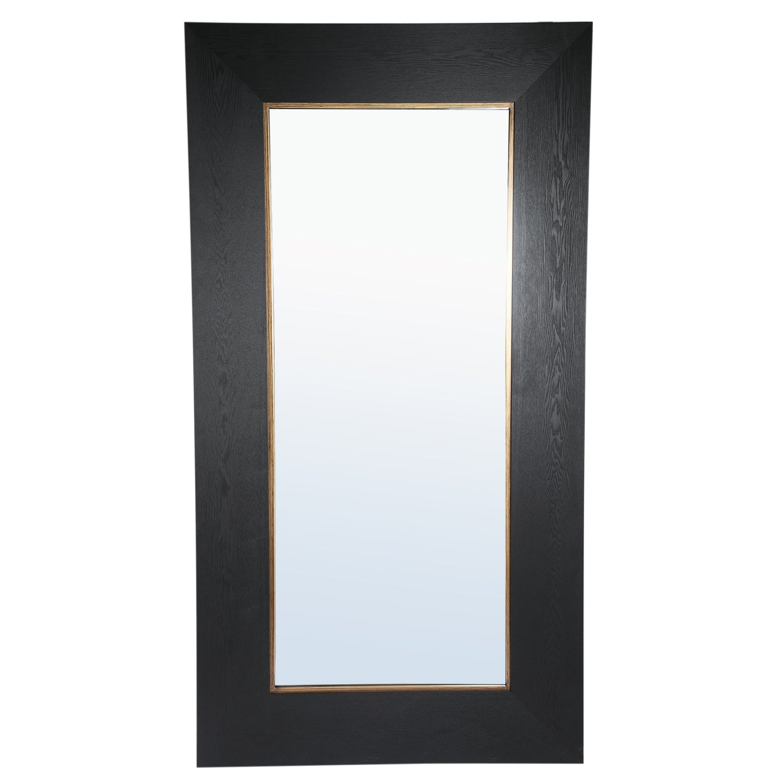 Tiess Black Wooden Veneer Mirror Rect Gold Rim L