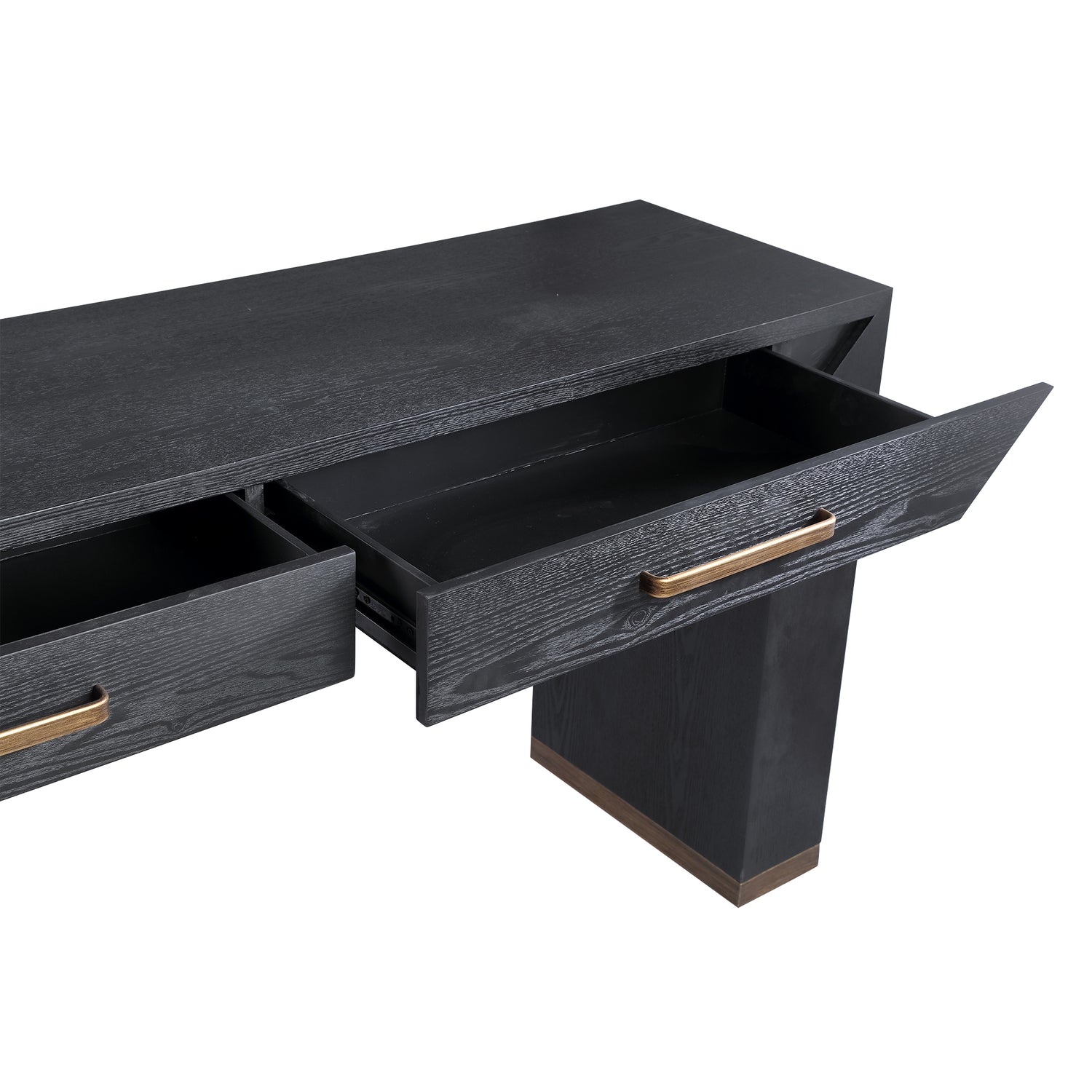 Tiess Black Wooden Veneer Sidetable 2 Drawers