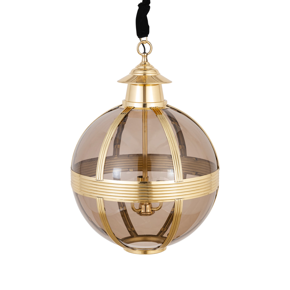 Mikk Brass Antique Luster Glass Hanging Lamp Rnd M