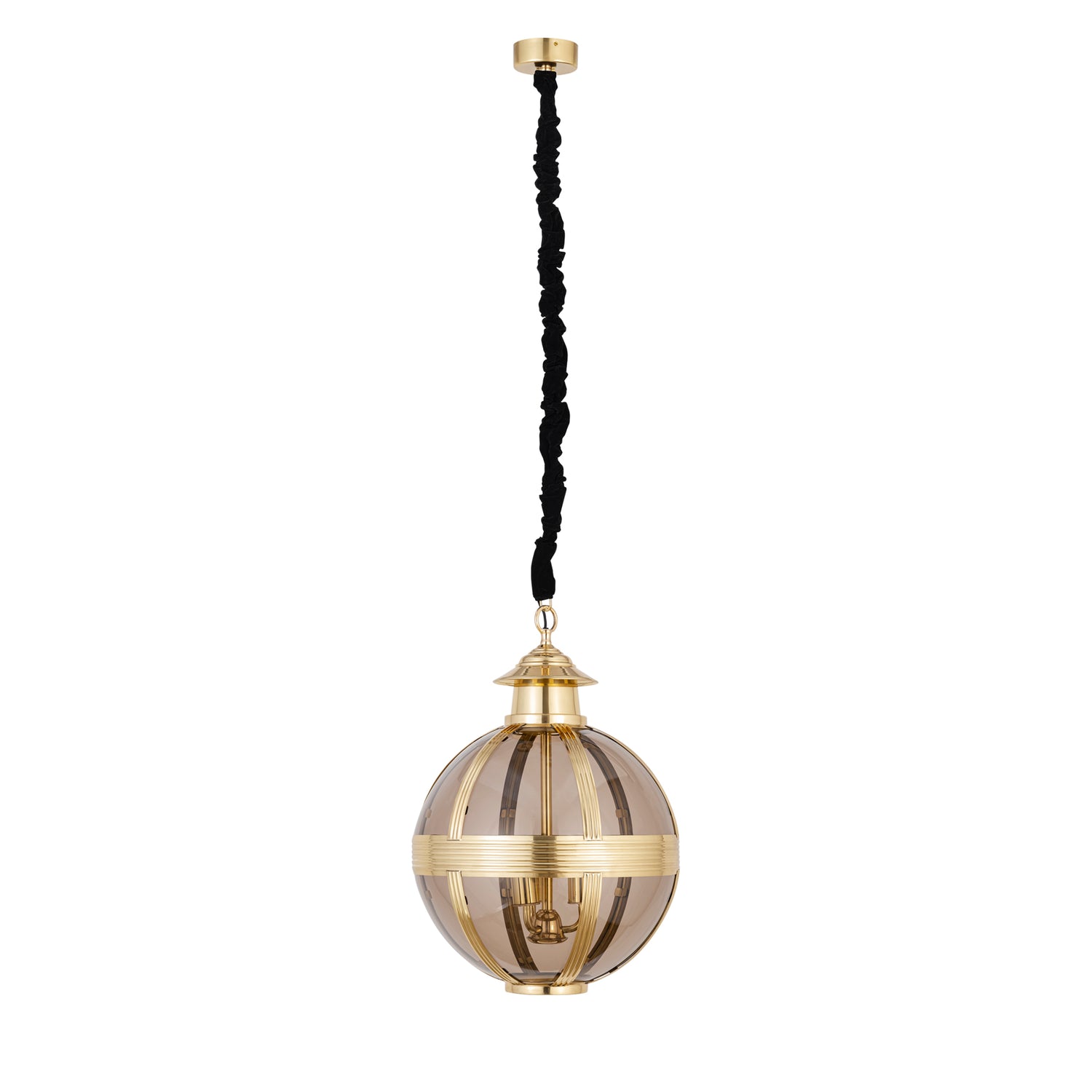 Mikk Brass Antique Luster Glass Hanging Lamp Rnd S
