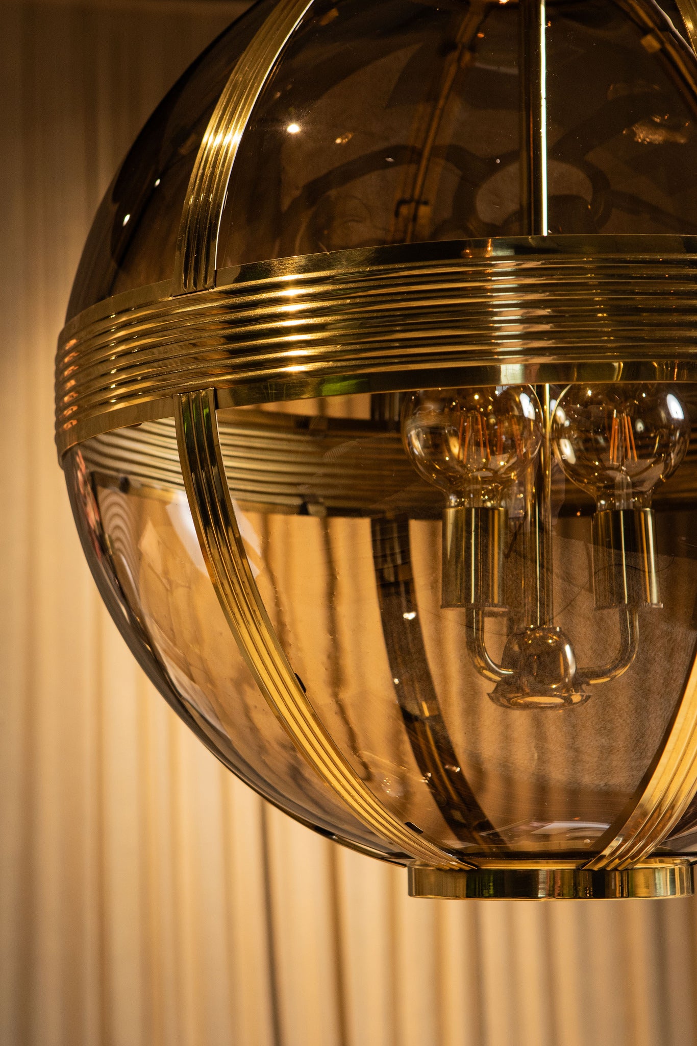 Mikk Brass Antique Luster Glass Hanging Lamp Rnd S