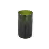 Alphaba Olive Green Round Ribbed Glass Vase Wide S