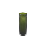 Alphaba Olive Green Round Ribbed Glass Vase Small L