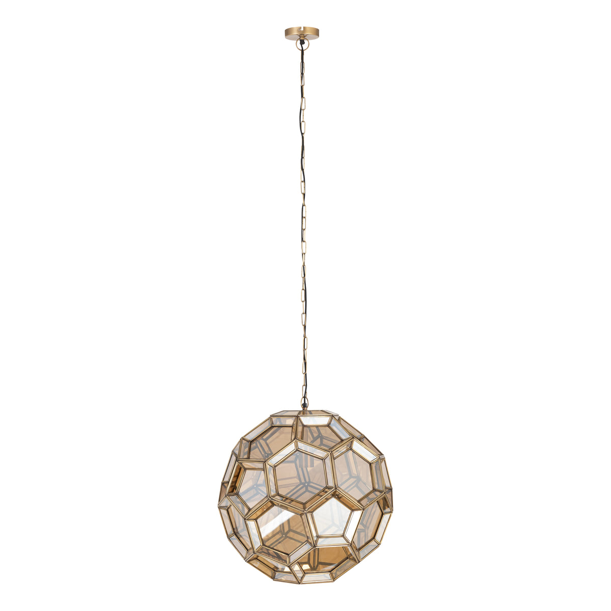 Thyro Antique Brass Glass Amber Ball Lamp