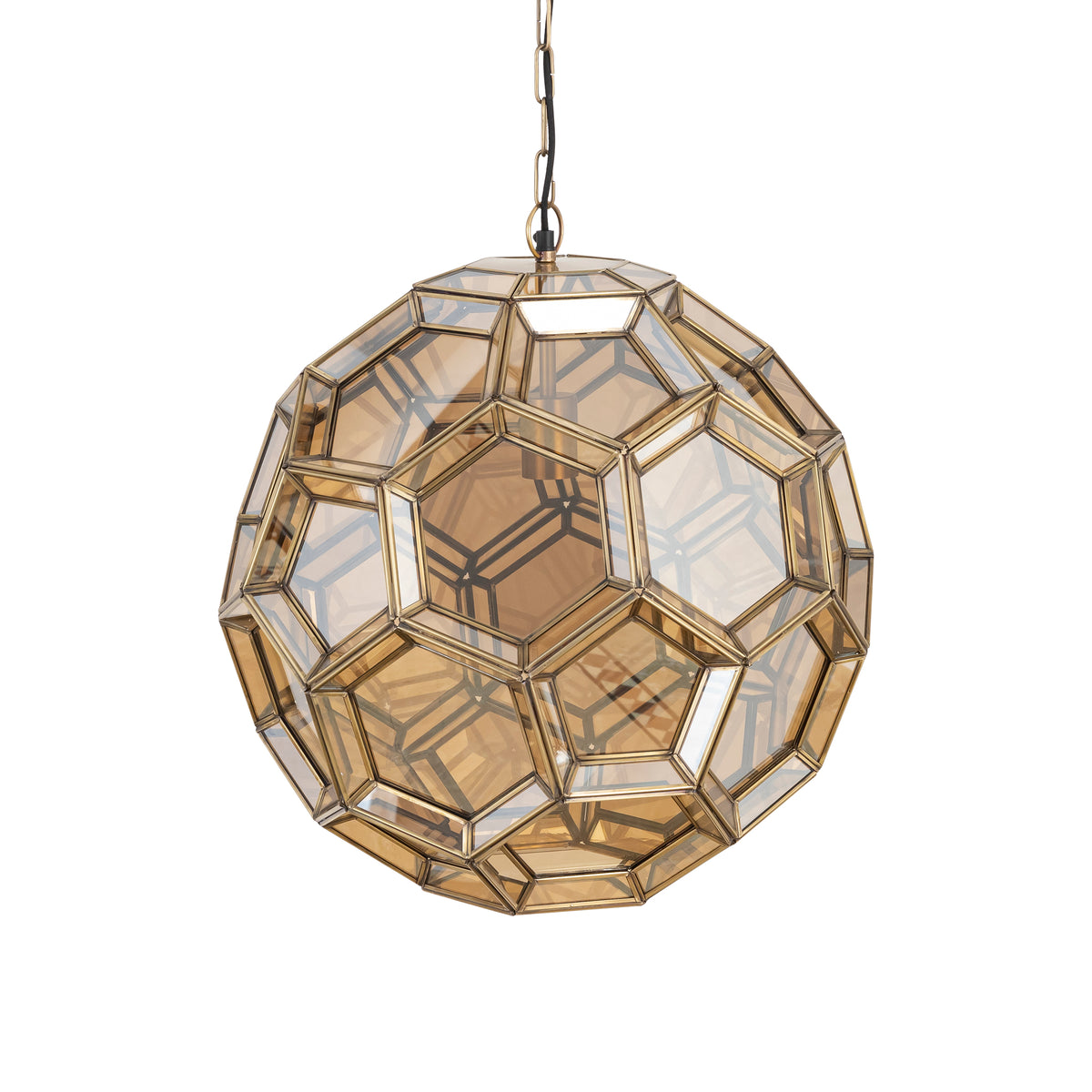 Thyro Antique Brass Glass Amber Ball Lamp