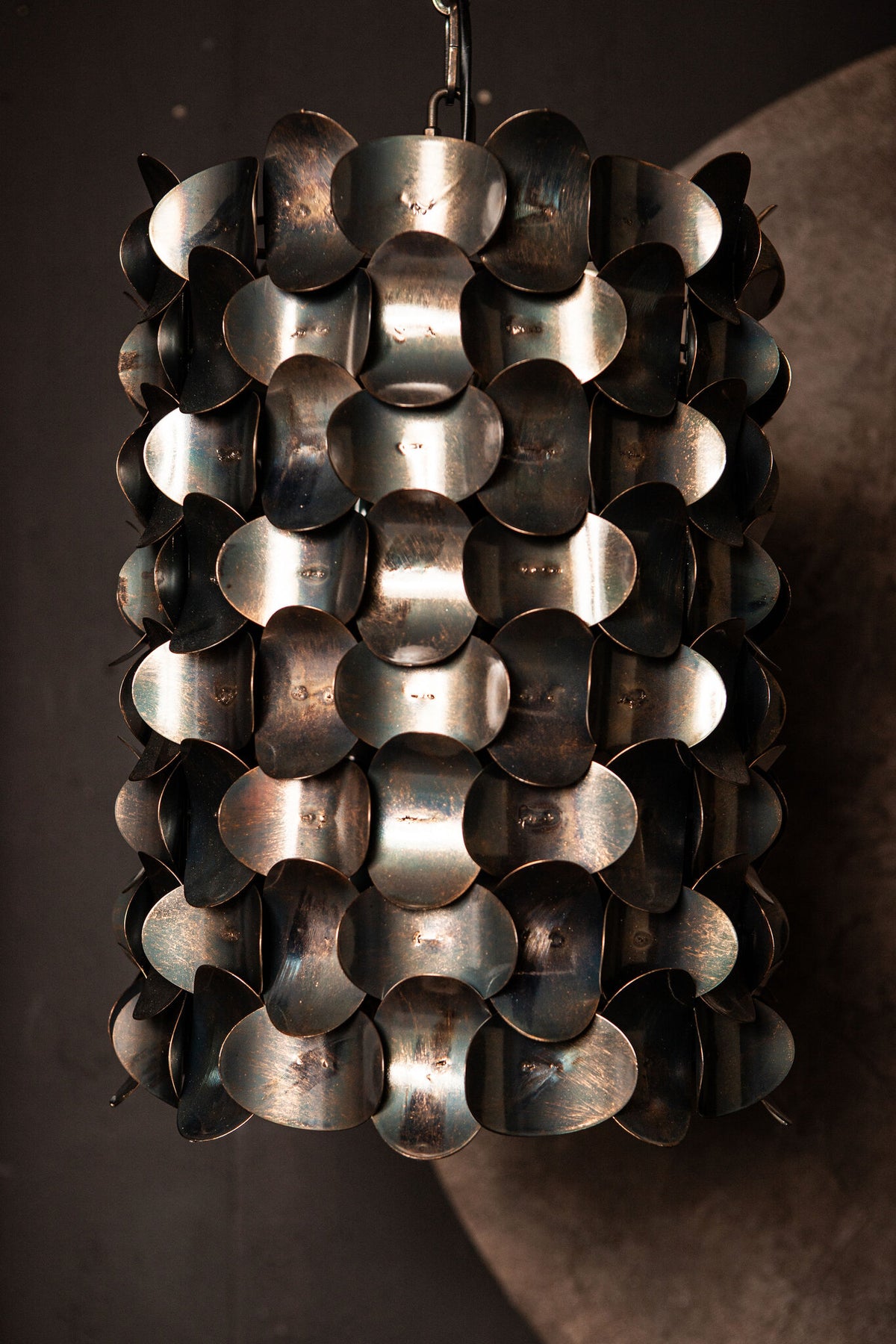 Jaye Black Iron Hanging Lamp Circle Pattern Wide