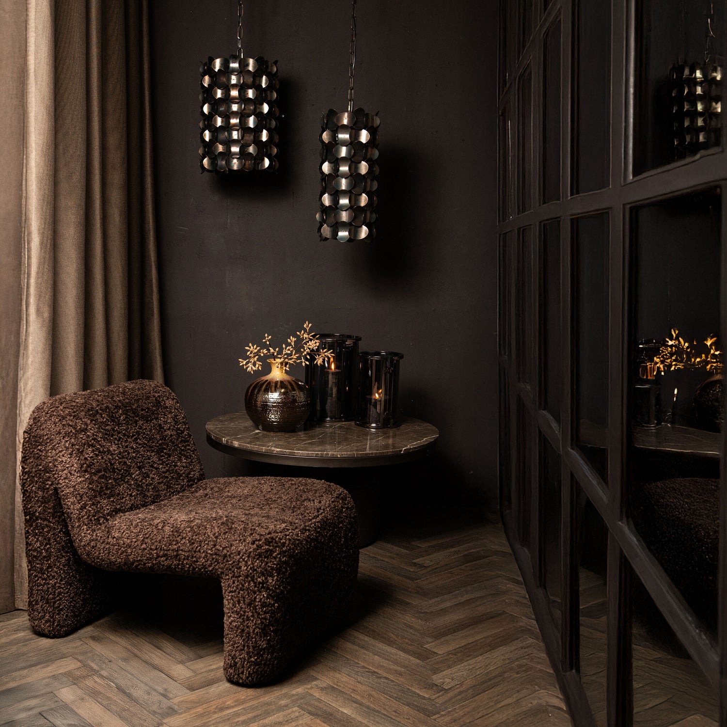 Jaye Black Iron Hanging Lamp Circle Pattern Small