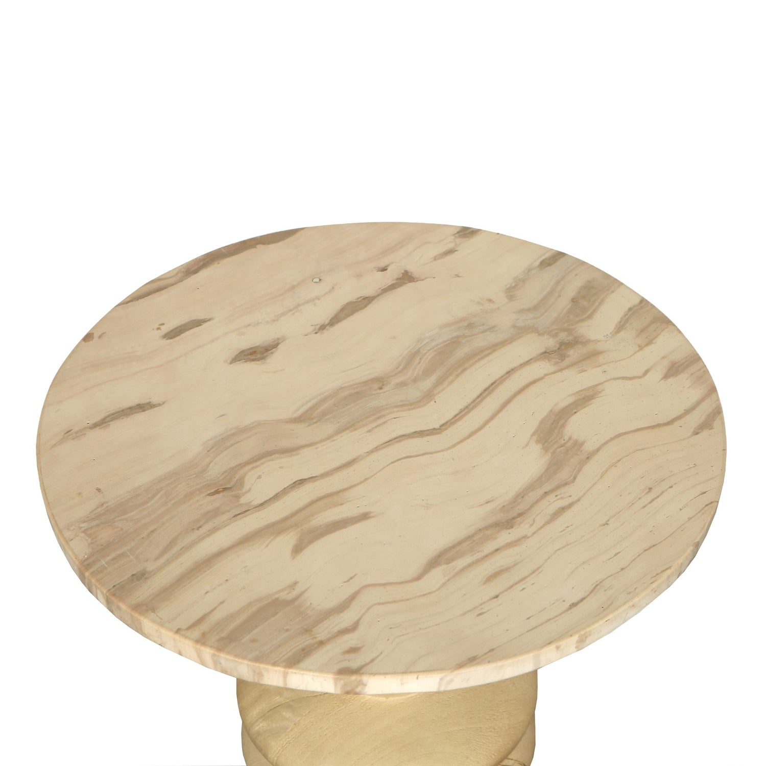 Callain Natural Mango Wood Side Table Marble Rnd S