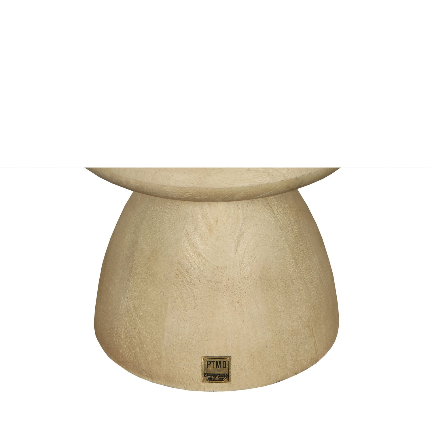 Callain Natural Mango Wood Side Table Marble Rnd S