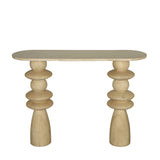 Callain Natural Mango Wood Side Table Marble Oval