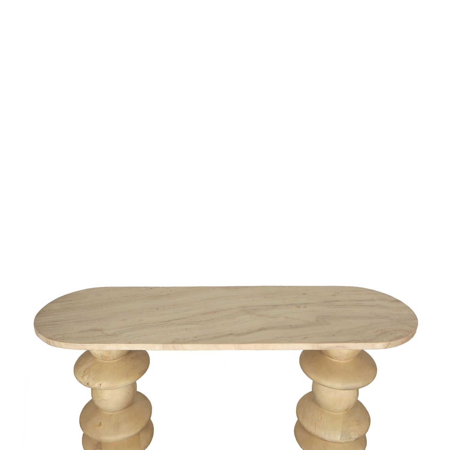 Callain Natural Mango Wood Side Table Marble Oval