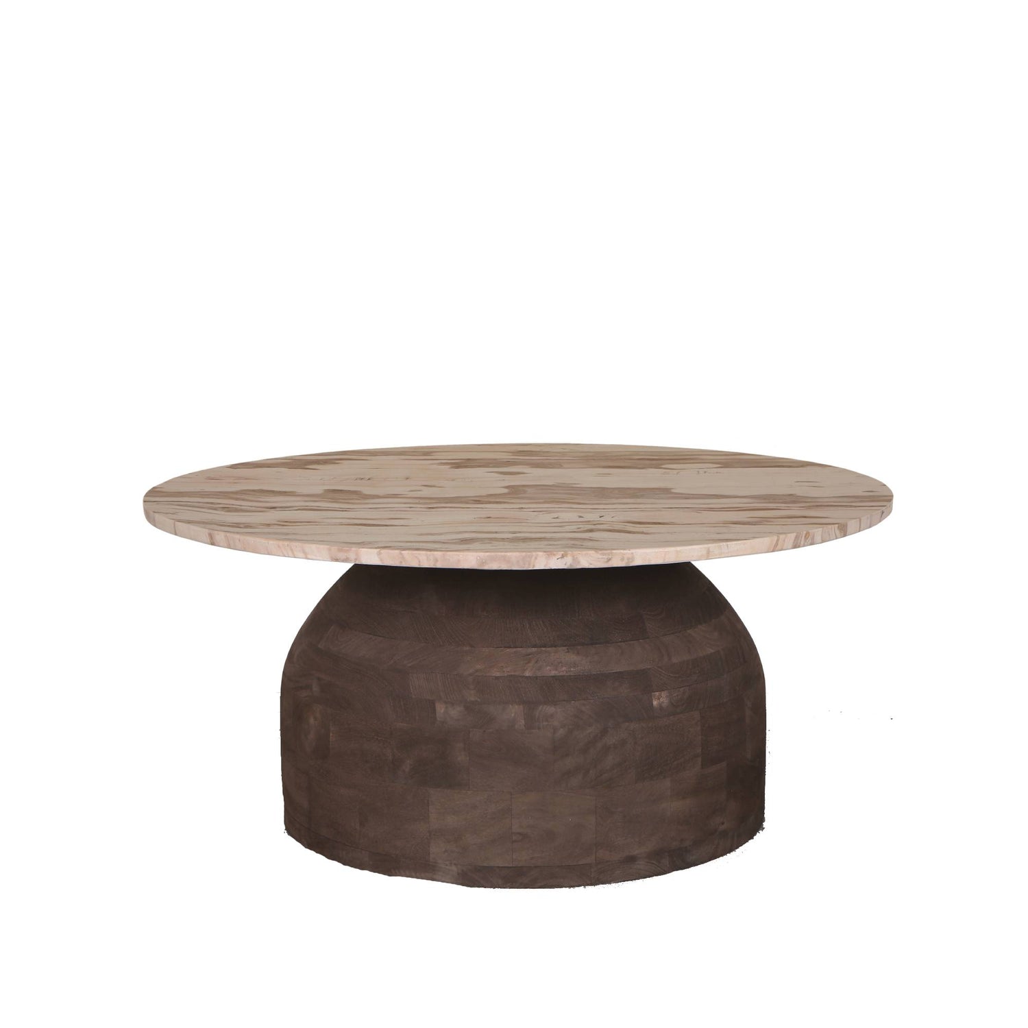 Liora Brown Mango Wood Coffee Table W Marble Top