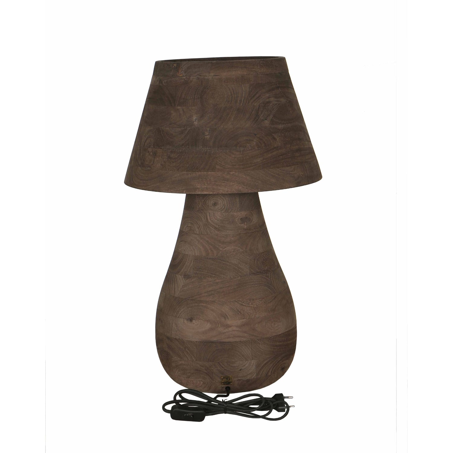 Peake Brown Mango Wood Round Table Lamp Big