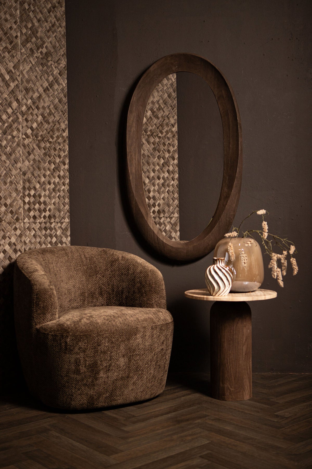 Noam Brown Mango Wood Oval Mirror