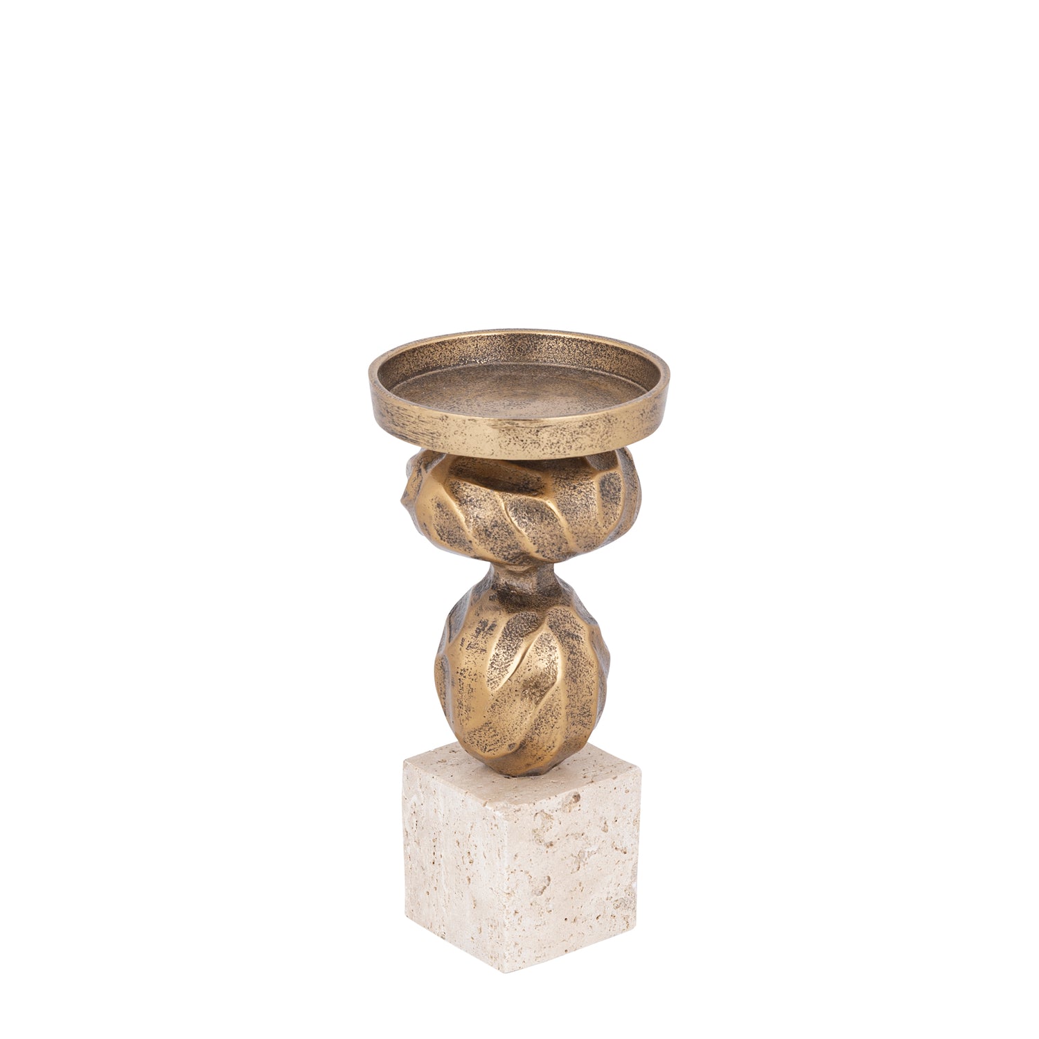Malines Gold Casted Alu Candleholder On Base S