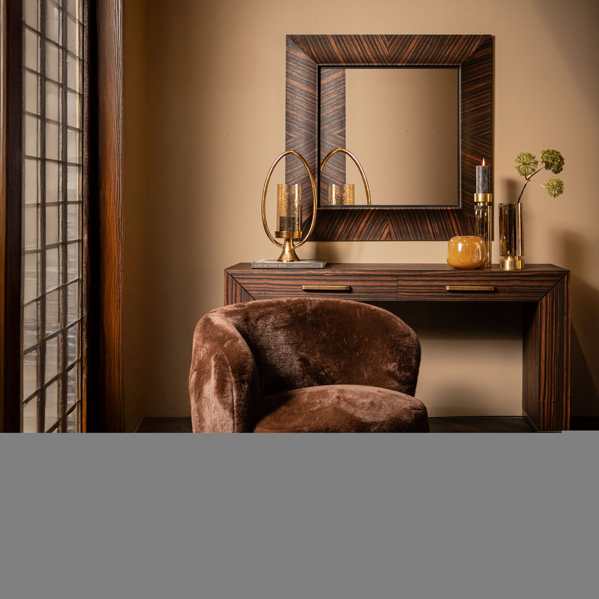 Tiess Brown Wooden Veneer Cabinet 2 Drawers