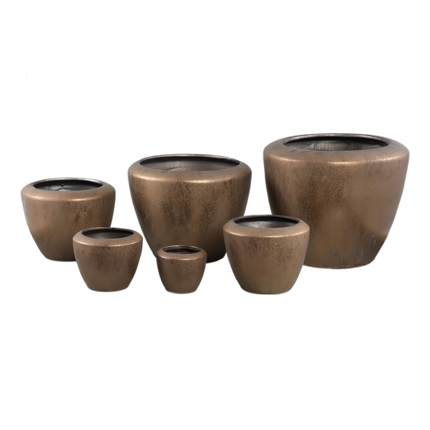 Kyleigh Bronze Round Ceramic Pot Smooth Low M