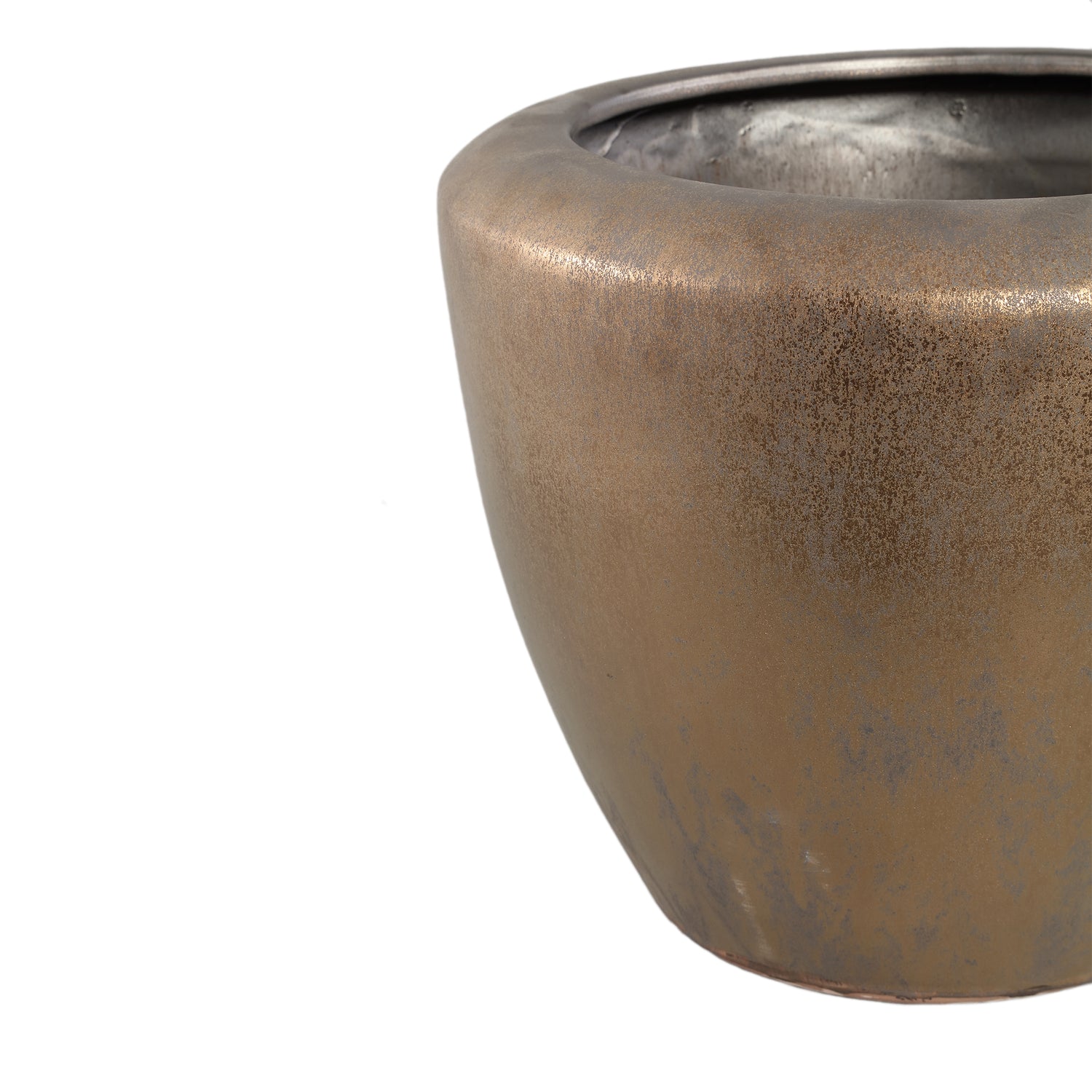 Kyleigh Bronze Round Ceramic Pot Smooth Low M