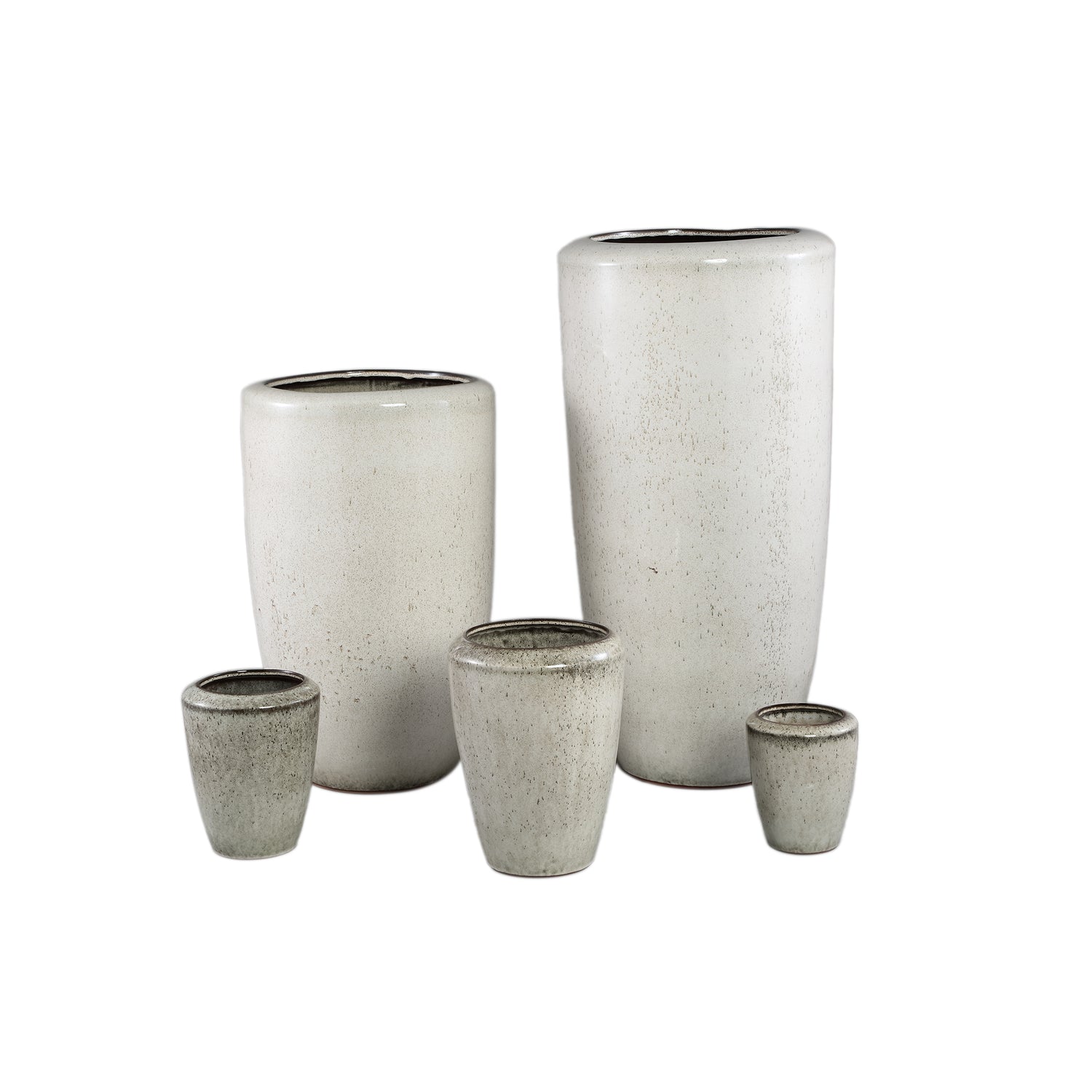 Kyleigh Beige Round Ceramic Pot Smooth High XL