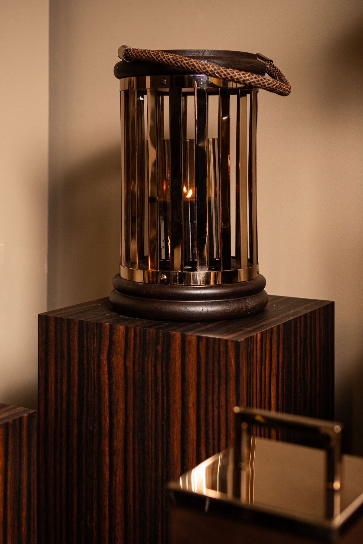 Sjorsh BrownGold Mango Wood St. Steel Lantern L