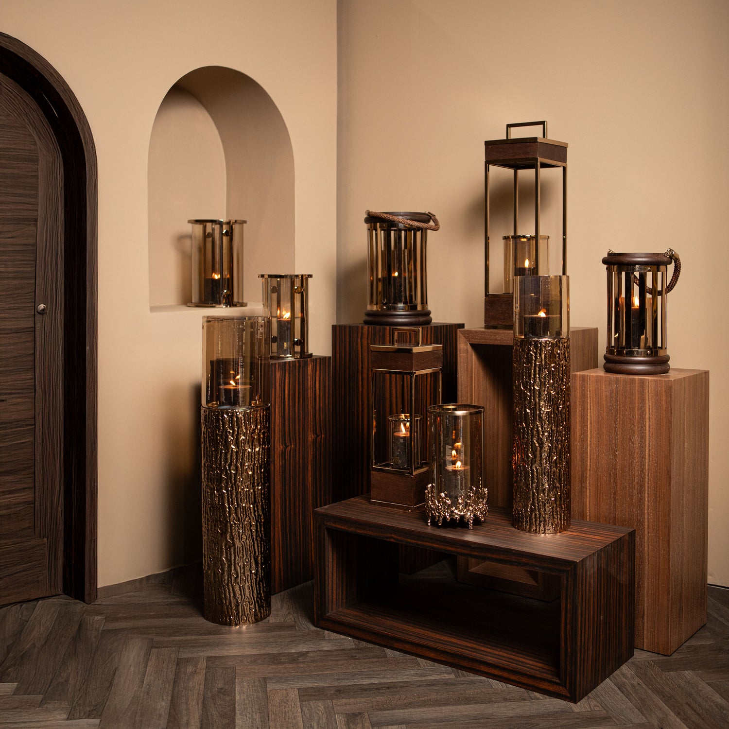 Sjorsh BrownGold Mango Wood St. Steel Lantern L