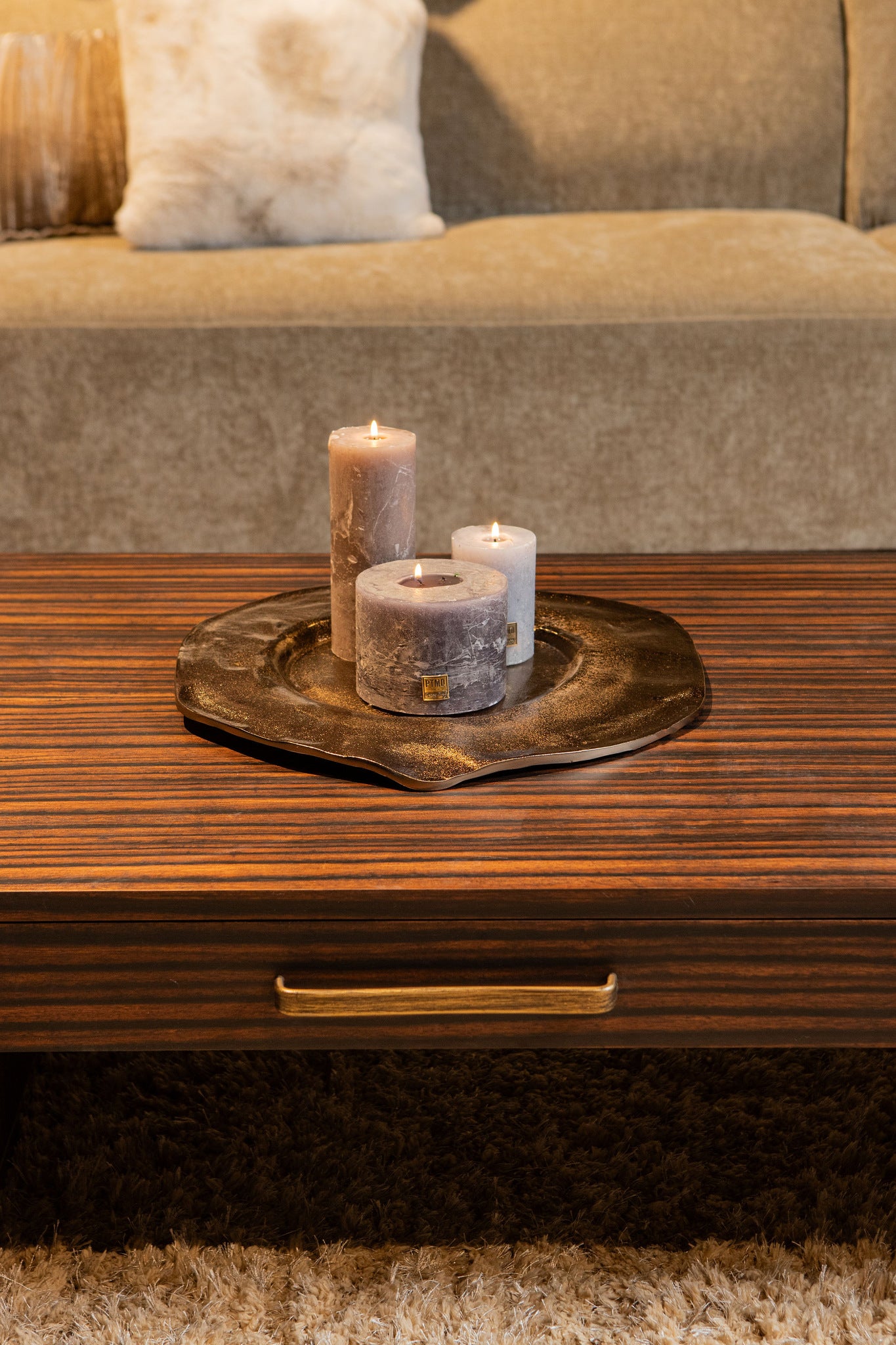 Linke BrownGold Aluminum Wavy Organic Plate S