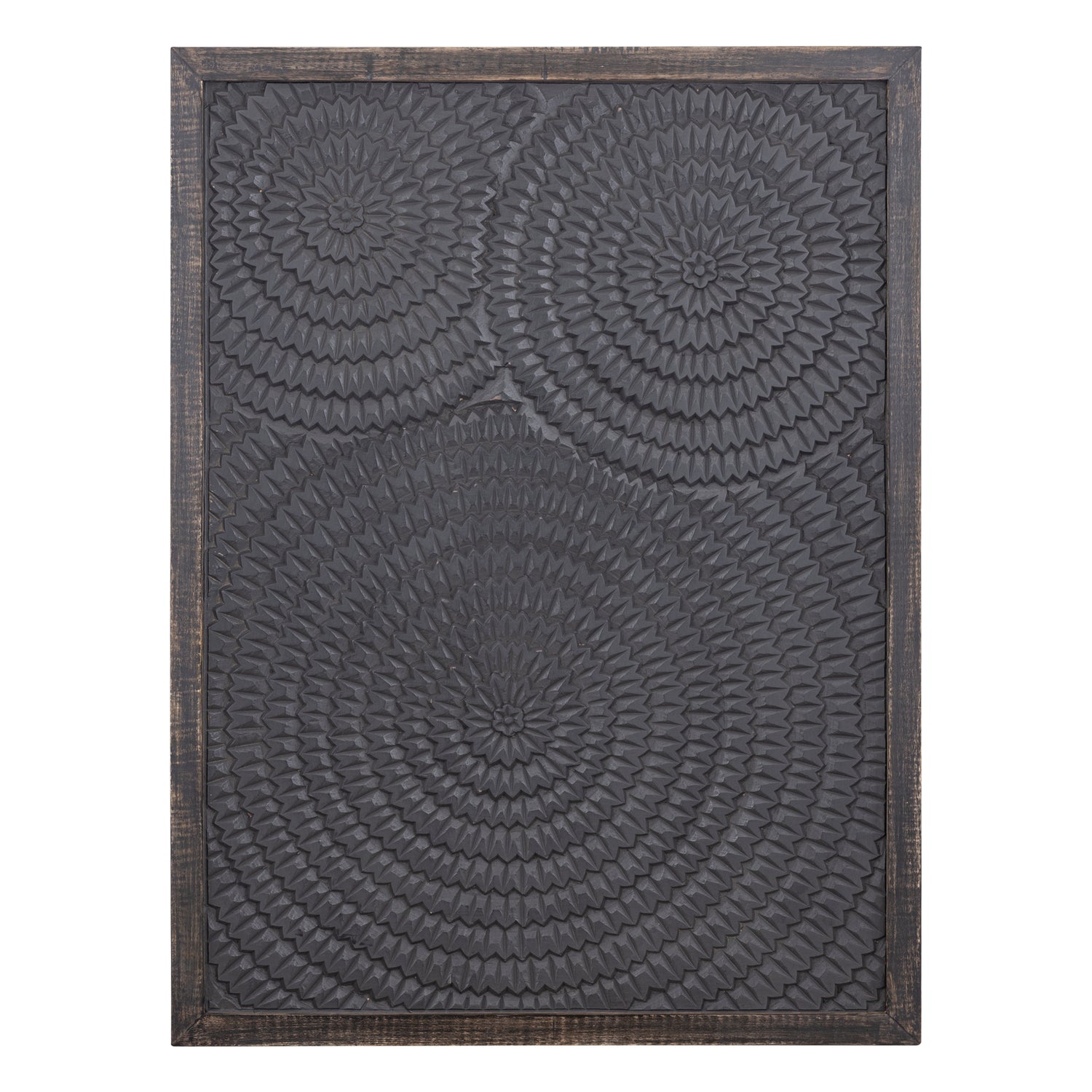 Levya Black Wooden Rect Wall Panel Round Pattern