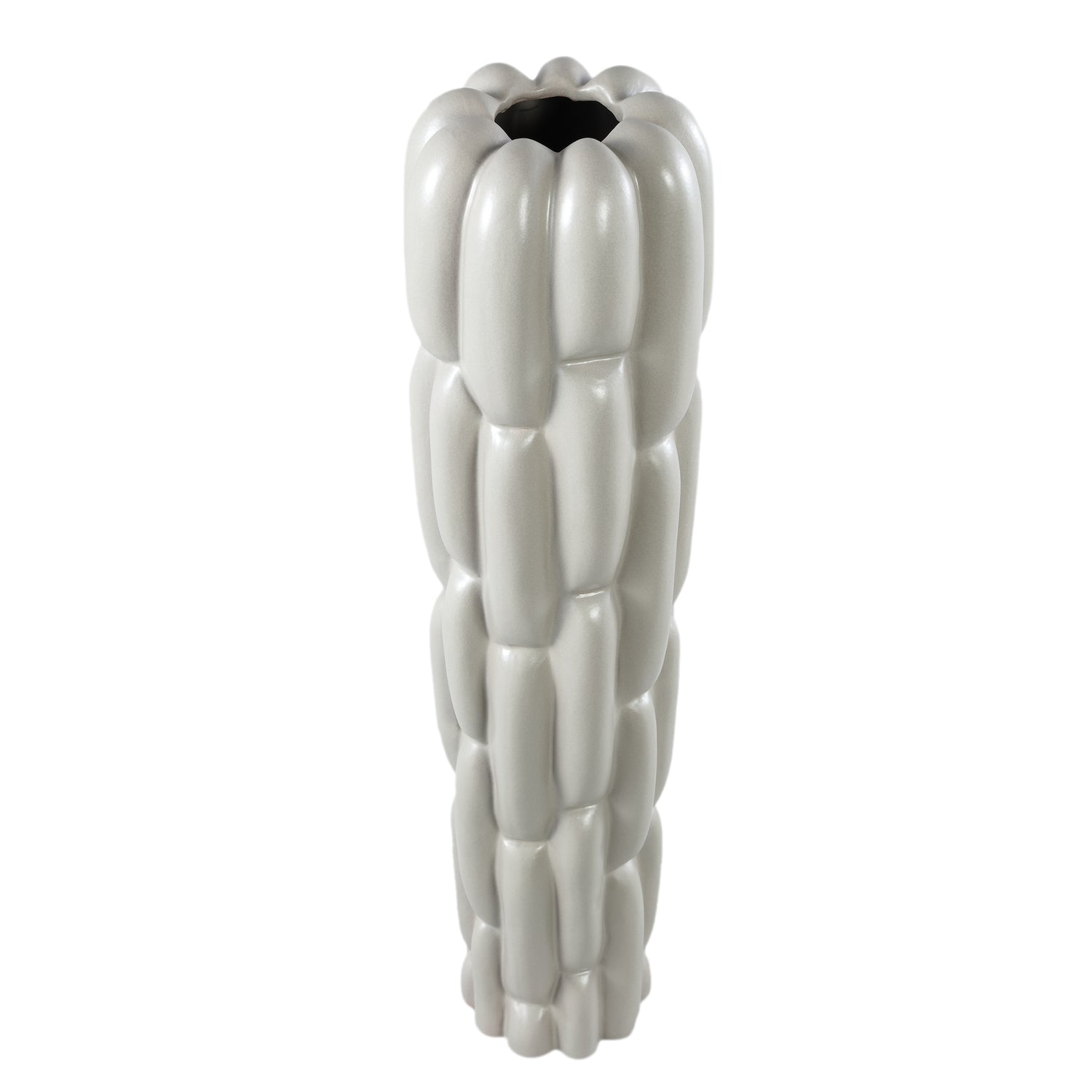 Seanis Grey Round Ceramic Vase Block Pattern M