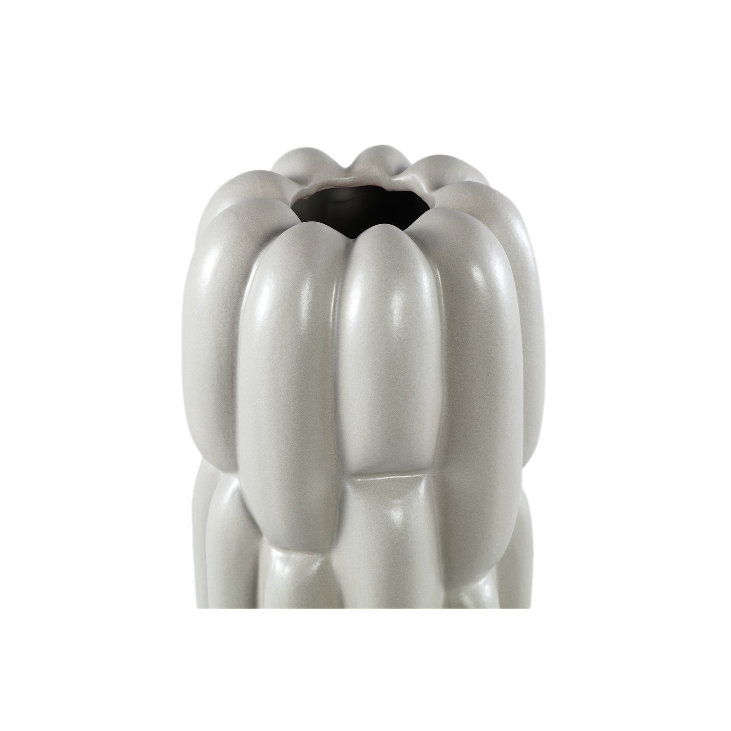 Seanis Grey Round Ceramic Vase Block Pattern S