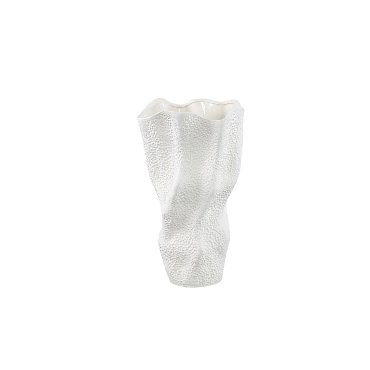 Violettee White Ceramic Wavy Vase Dot Pattern S