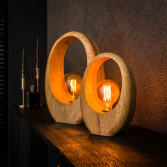 Tafellamp met 1 lamp Arch wood - 20x13x30 cm - Naturel - Mango