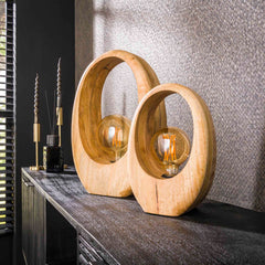 Tafellamp met 1 lamp Arch wood - 20x13x30 cm - Naturel - Mango
