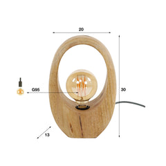 Tafellamp met 1 lamp Arch wood - 20x13x30 cm - Naturel - Mango