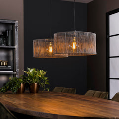 Hanglamp met 2 Lampen Stringshade Metal - 120x41x150 cm - Zwart - Nikkel