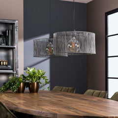Hanglamp met 2 Lampen Stringshade Metal - 120x41x150 cm - Zwart - Nikkel