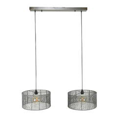 Hanglamp met 2 Lampen Stringshade Metal - 120x41x150 cm - Zwart - Nikkel