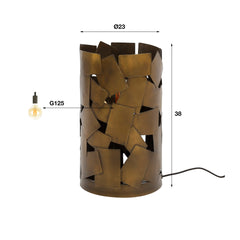 Tafellamp met 1 lamp patch cylinder - 23x23x38 cm - Brons Antiek