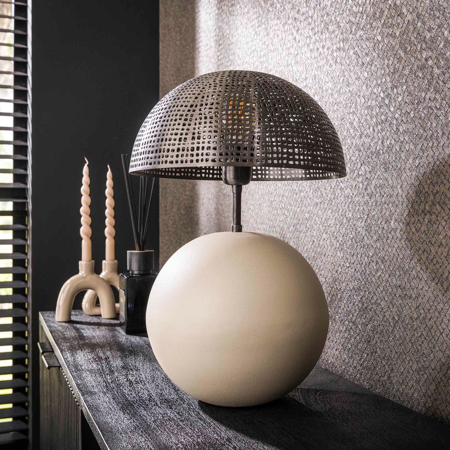 Tafellamp met 1 lamp sphere Naturel - 31x31x49 cm - Naturel Grey