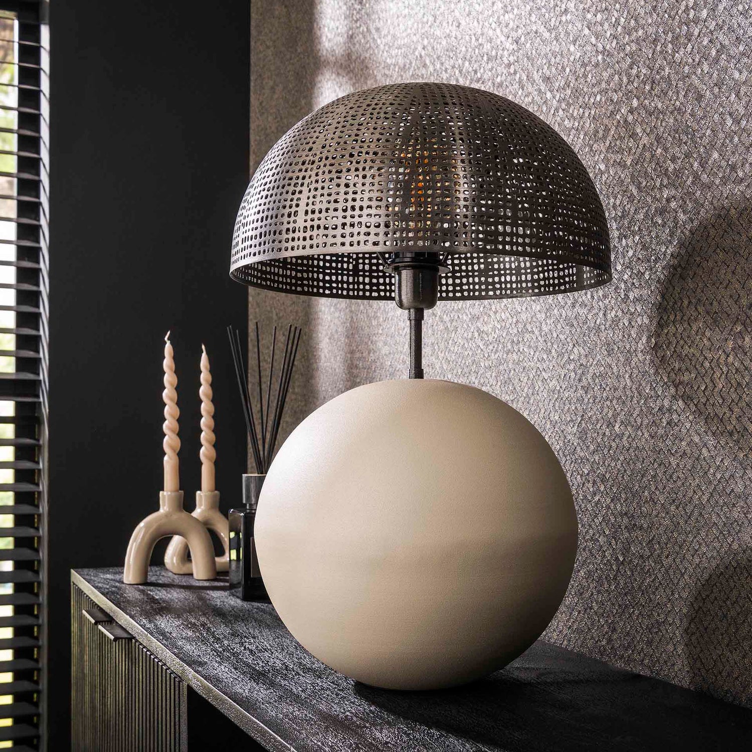 Tafellamp met 1 lamp sphere Naturel L - 36x36x57 cm - Naturel Grey