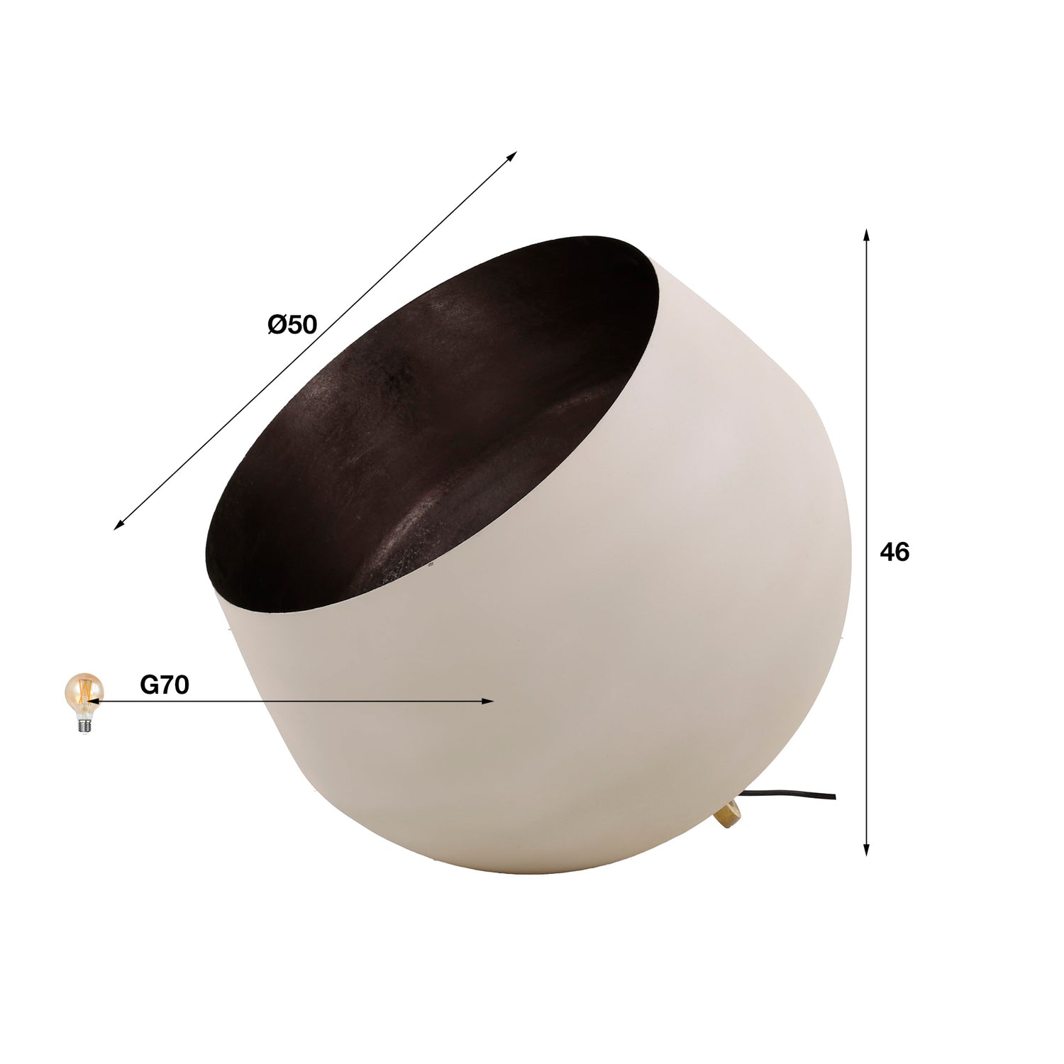Tafellamp Ø50 Basket XL - 50x50x46 cm - Naturel Grey