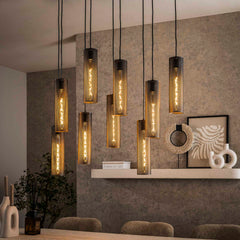 Hanglamp met 9 Lampen Tube Mesh - 100x30x150 cm - Artic - Zwart