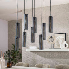 Hanglamp met 9 Lampen Tube Mesh - 100x30x150 cm - Artic - Zwart