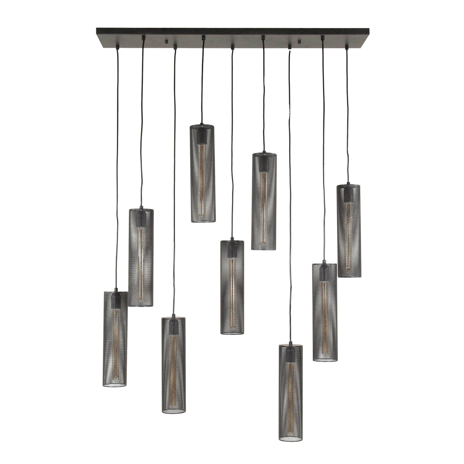 Hanglamp met 9 Lampen Tube Mesh - 100x30x150 cm - Artic - Zwart