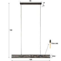 Hanglamp 120 Tube Mesh - 120x10x150 cm - Artic Zwart