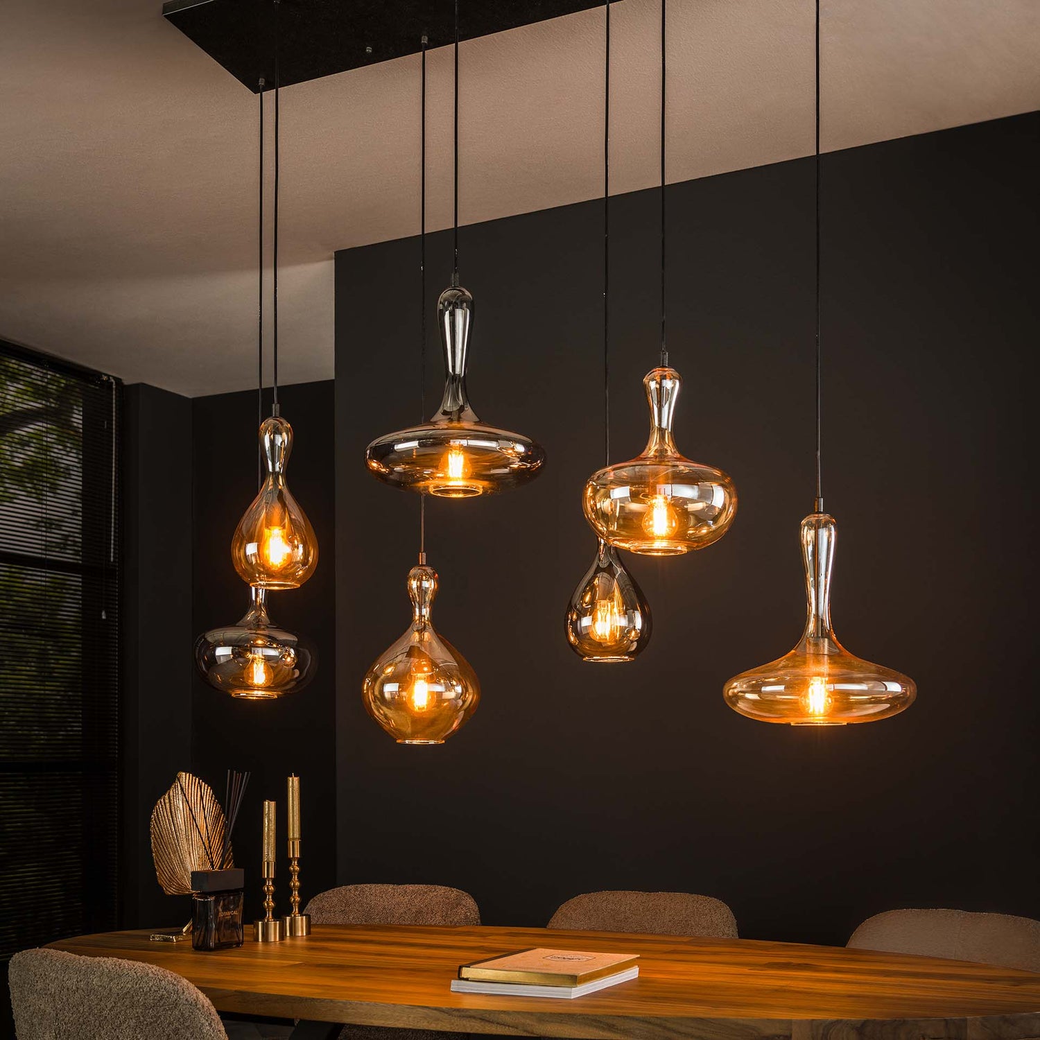 Hanglamp met 7 Lampen karaf - 145x50x150 cm - Artic - Zwart