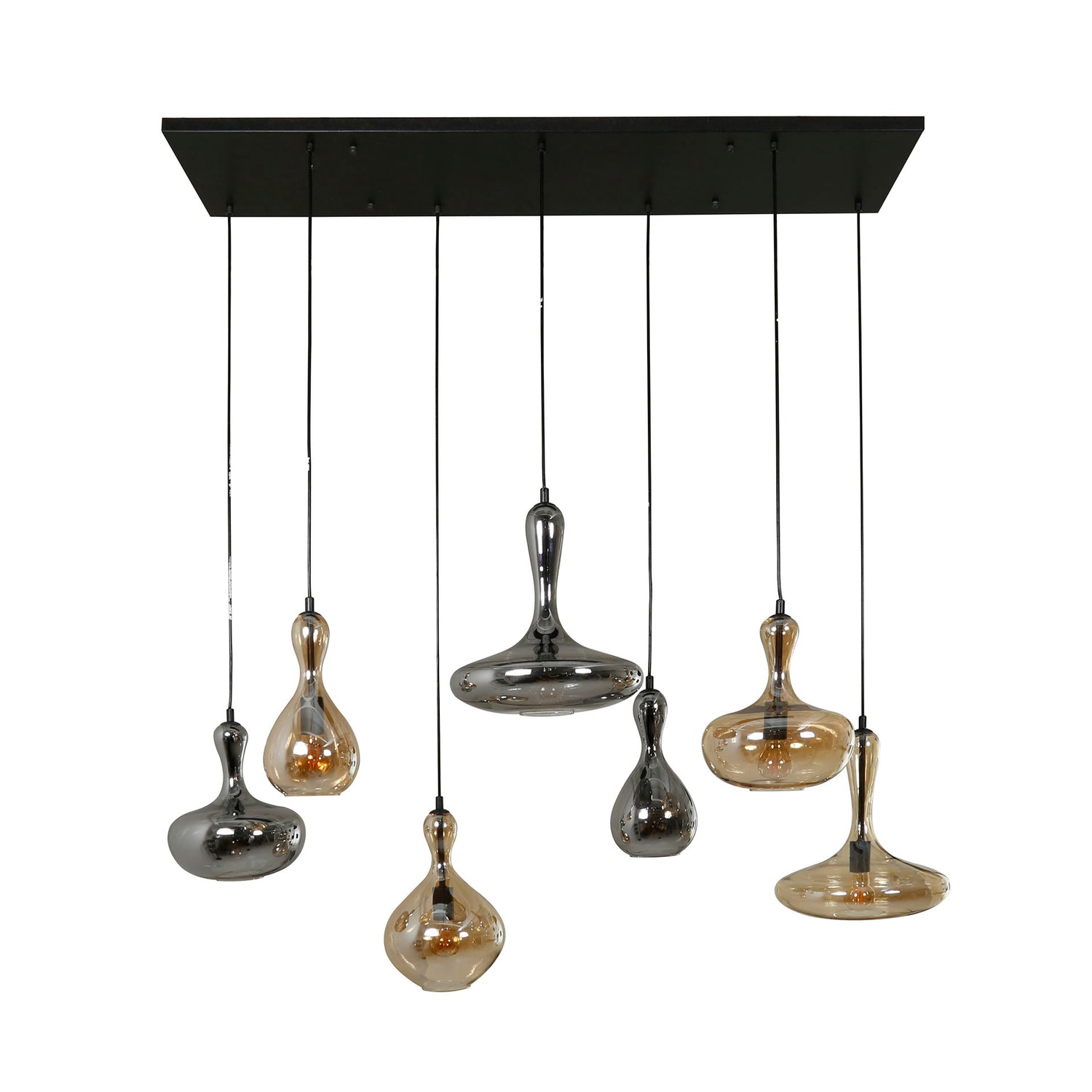 Hanglamp met 7 Lampen karaf - 145x50x150 cm - Artic - Zwart